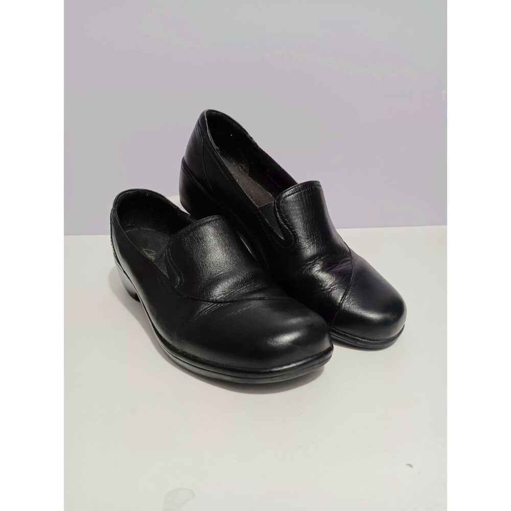 Clark's Bendables Black Leather Slip On Shoes Women's Sz 10M
